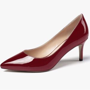 SAMMITOP brand new in box burgundy red patent pumps fits like size 10.5-11
